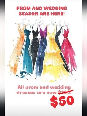 👗All Prom And Wedding Dresses Are Now $50! 👗